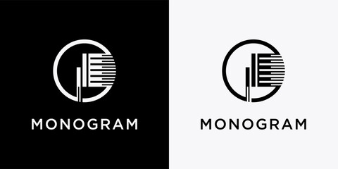 Obraz premium Monogram logo design template initial letter I with creative modern concept