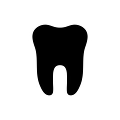 Icon of tooth. Dentist symbol. Logo of teeth. Graphic shape for dental. Illustration for healthy smile or medicine. Protection of health oral and tooth from caries. Sign of dentistry. Vector