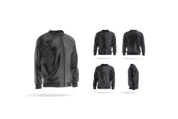 Blank black bomber jacket mock up, different views set © Alexandr Bognat