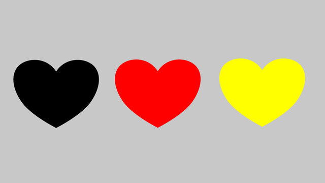 three hearts black red yellow gray flag