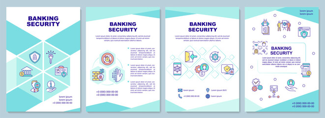 Banking security brochure template. Improving financial security. Flyer, booklet, leaflet print, cover design with linear icons. Vector layouts for magazines, annual reports, advertising posters