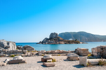 Rocky beach in Kefalos Bay, Kos Island, Greece