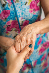 Obraz na płótnie Canvas the hands of an elderly woman