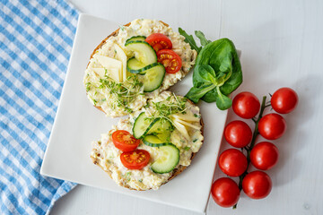 egg cheese tomoto cucumber open sandwich dip bread spread party finger food lunch snack