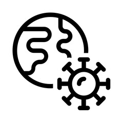 Worldwide covid-19 pandemic outbreak, earth planet with dangerous virus vector icon 