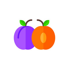 Plum Flat Icon Logo Illustration Vector Isolated. Fruit and Healthy Food Icon-Set. Suitable for Web Design, Logo, App, and Upscale Your Business.