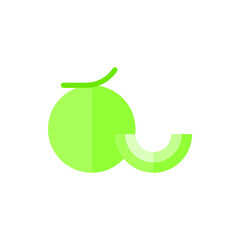 Melon Flat Icon Logo Illustration Vector Isolated. Fruit and Healthy Food Icon-Set. Suitable for Web Design, Logo, App, and Upscale Your Business.