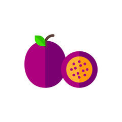 Passionfruit Flat Icon Logo Illustration Vector Isolated. Fruit and Healthy Food Icon-Set. Suitable for Web Design, Logo, App, and Upscale Your Business.