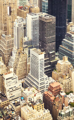 Fototapety  Widok z lotu ptaka budynków w Nowym Jorku, stosowane tonowanie kolorów, USA.