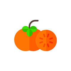 Persimmon Flat Icon Logo Illustration Vector Isolated. Fruit and Healthy Food Icon-Set. Suitable for Web Design, Logo, App, and Upscale Your Business.