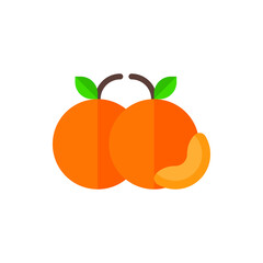 Mandarin Orange Flat Icon Logo Illustration Vector Isolated. Fruit and Healthy Food Icon-Set. Suitable for Web Design, Logo, App, and Upscale Your Business.