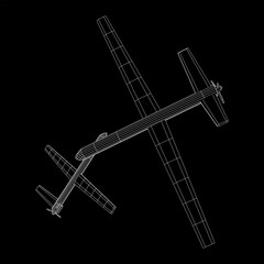 Military drone combat unmanned aerial vehicle. Recon aircraft plane. Wireframe low poly mesh vector illustration.