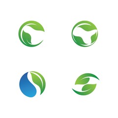 Logos of green Tree leaf ecology