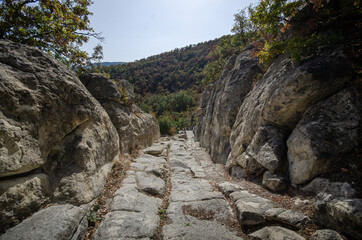 Fototapeta na wymiar The ruins of ancient Thracian city of Perperikon, which is thought to have been a sacred place is located in Kardzhali Region, Bulgaria