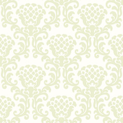 Damask seamless vector pattern. Classic old fashioned damask ornament, royal victorian seamless texture for wallpaper, textile, packaging. Baroque floral pattern