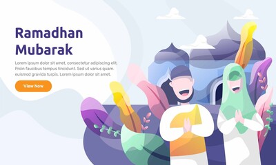 Eid Mubarak. Ramadhan Kareem illustration design.