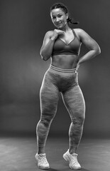 Fototapeta premium Plus size woman doing fitness exercises