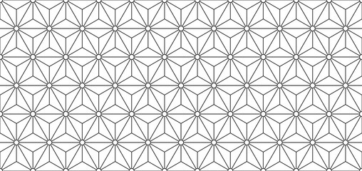 Abstract asanoha pattern. Seamless gray background. Japan style.