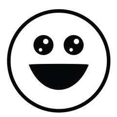 Cute thin line grinning emoji face. Royalty free and fully editable.