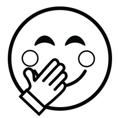 Cute thin line hand over mouth emoji face. Royalty free and fully editable.