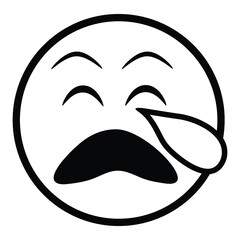 Cute thin line sleepy emoji face. Royalty free and fully editable.