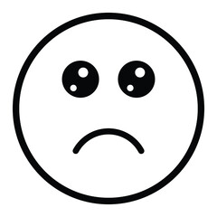 Fototapeta premium Cute thin line slightly frowning emoji face. Royalty free and fully editable.