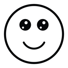 Cute thin line slight smile emoji face. Royalty free and fully editable.