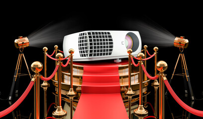 Podium with image projector. 3D rendering