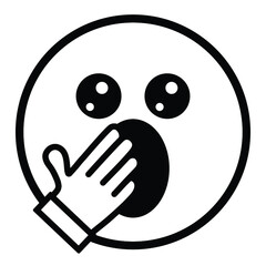 Cute thin line yawning emoji face. Royalty free and fully editable.