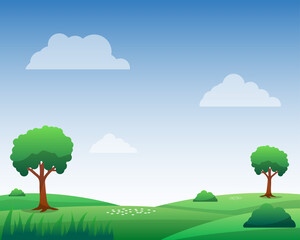 Nature landscape vector illustration with cartoon style.