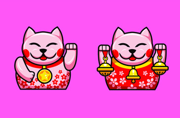 Fototapeta premium traditional Japanese figure of Maneki Neko. bringing good luck and wealth.
