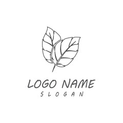 Leaf line icons vector leaves logo design