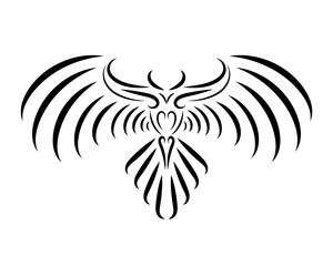Black and white line art of eagle  with beautiful wings. Curl floral ornament decoration. Good use for symbol, mascot, icon, avatar, tattoo, T Shirt design, logo or any design you want.