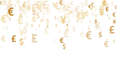 Euro dollar pound yen gold icons scatter currency vector design. Payment concept. Currency