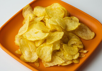Crispy potato chips. Snacks Fast food or junk food snacks unhealthy concept.