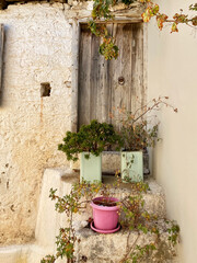 Old wooden door in Kritsa town,
