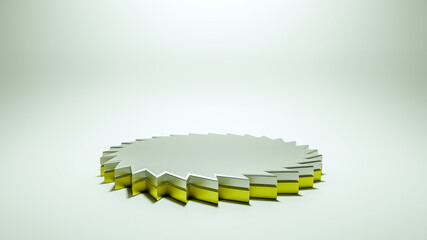 Fototapeta premium polygonal blank 3D stand on white illuminated background. three-dimensional silver gold podium. 3d render illustration