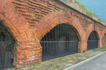A brick wall in the Brest Fortress Memorial Complex