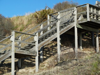 Wooden staircase in beach dune