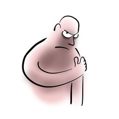 Sad man holding his shoulder