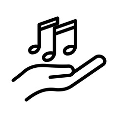 Hand line icon with music note icon. simple illustration. mobile concept app line icon and web design. Editable stroke. Design template vector