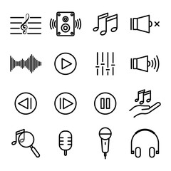 Music line icon set. simple illustration. mobile concept app line icon and web design. Editable stroke. Design template vector