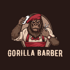 GORILLA BARBERSHOP VINTAGE LOGO