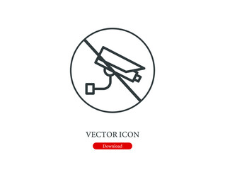 No cctv vector icon.  Editable stroke. Linear style sign for use on web design and mobile apps, logo. Symbol illustration. Pixel vector graphics - Vector