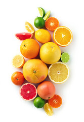 Creative composition of colorful citrus fruits