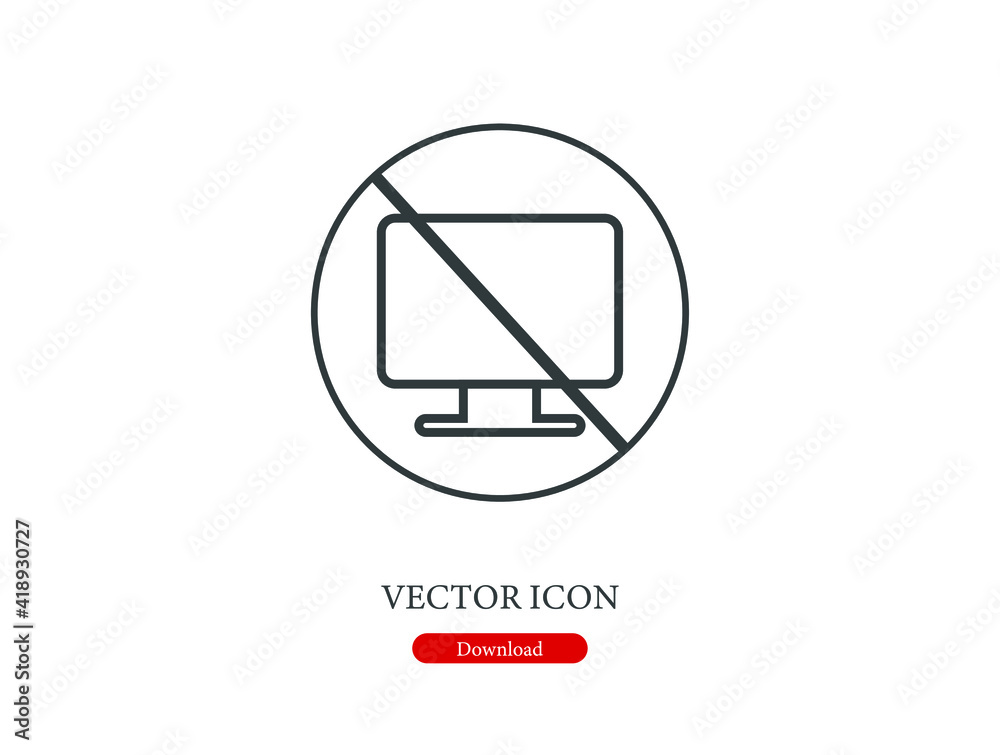 Fototapete no computer vector icon. editable stroke. linear style sign for use on web design and mobile apps, l