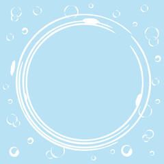 涼しげな和風の背景　円フレーム　青