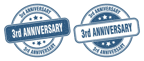 Fototapeta premium 3rd anniversary stamp. 3rd anniversary label. round grunge sign