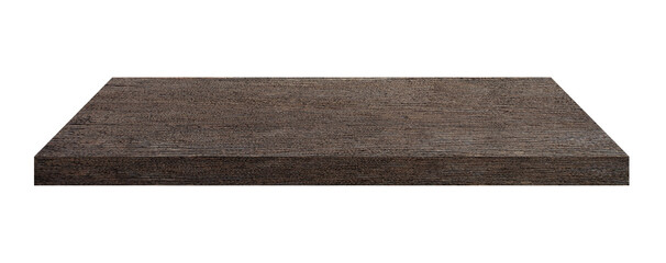 Wooden shelf isolated on white background,wood texture,Place the product,with clipping paths,dark.