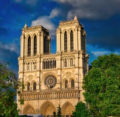 Fototapeta na wymiar Notre Dame de Paris or Notre-Dame Cathedral is a medieval Catholic cathedral in Paris, France